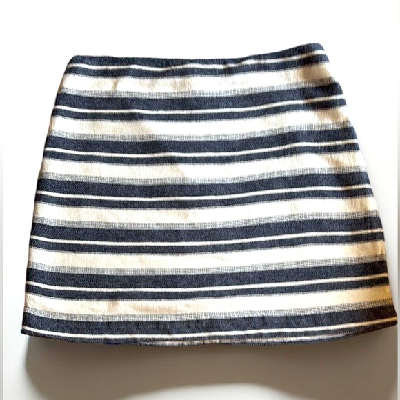 Loft Blue White Lined Pencil Mini Skirt Size 10 - Picture 1 of 8